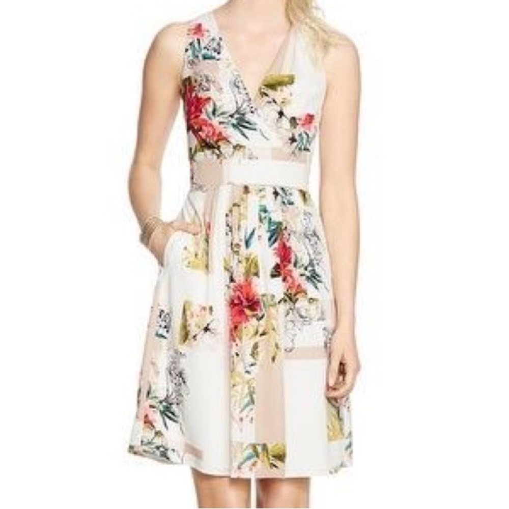 White House Black Market Floral V-Neck Catalina  Dress